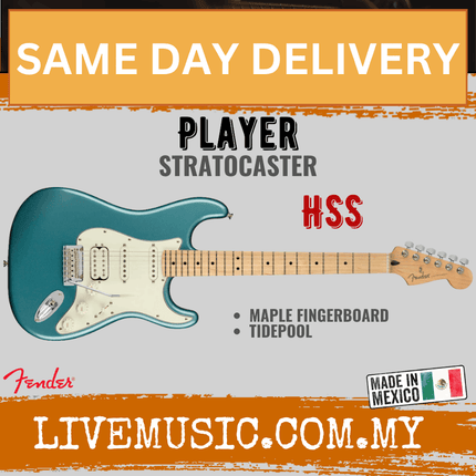 Fender Player HSS Stratocaster Electric Guitar, Maple Fretboard - Tidepool