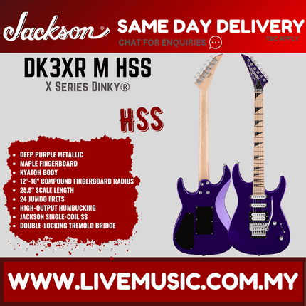 Jackson X Series DK3XRM HSS Electric Guitar, Maple FB, Deep Purple Metallic