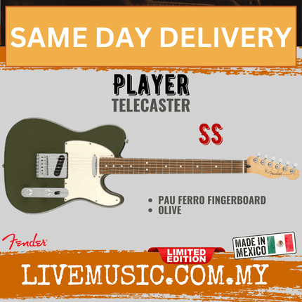 Fender Limited Edition Player Telecaster Electric Guitar, Pau Ferro FB, Olive