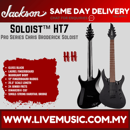 Jackson Pro Series Signature Chris Broderick Soloist HT7 Electric Guitar, Laurel FB, Gloss Black