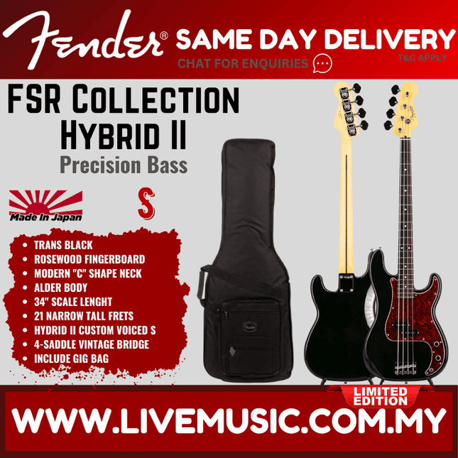 Fender Precision Bass guitar with gig bag, Trans Black finish and rosewood fingerboard