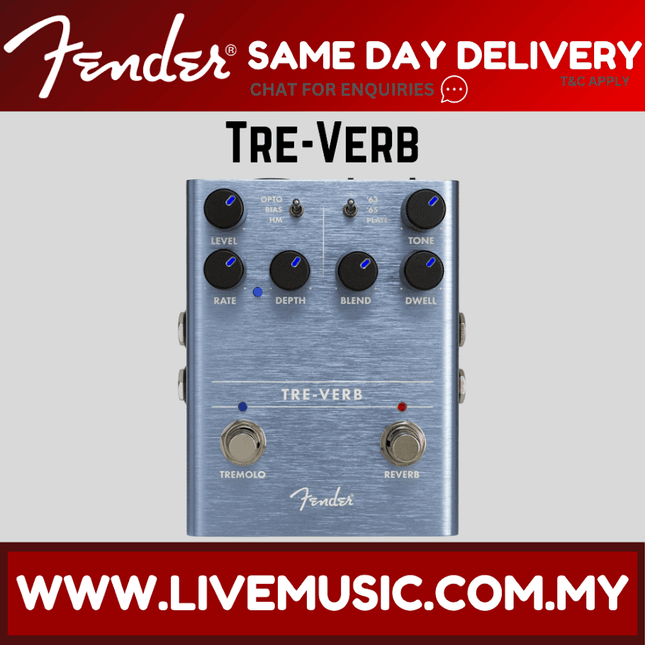 Fender Tre-Verb Tremolo Reverb Guitar Effects Pedal