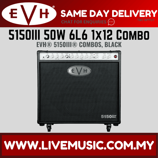 EVH 5150III 50W 6L6 1x12 Guitar Combo Amplifier - Black/Ivory