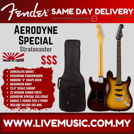 Fender Aerodyne Special Stratocaster Electric Guitar, RW FB, Chocolate Burst