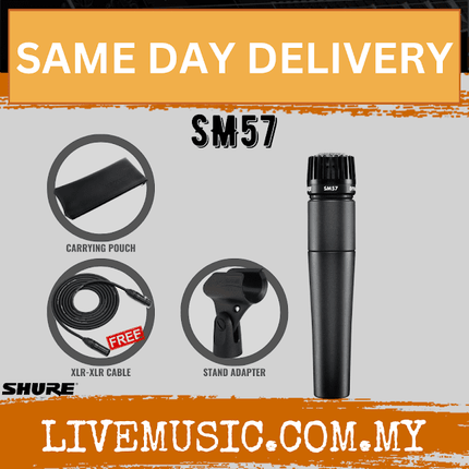 Shure SM57 - Dynamic Instrument Microphone Includes Mic Cable, Stand Adapter and Zippered Carrying Case (SM-57/SM 57)