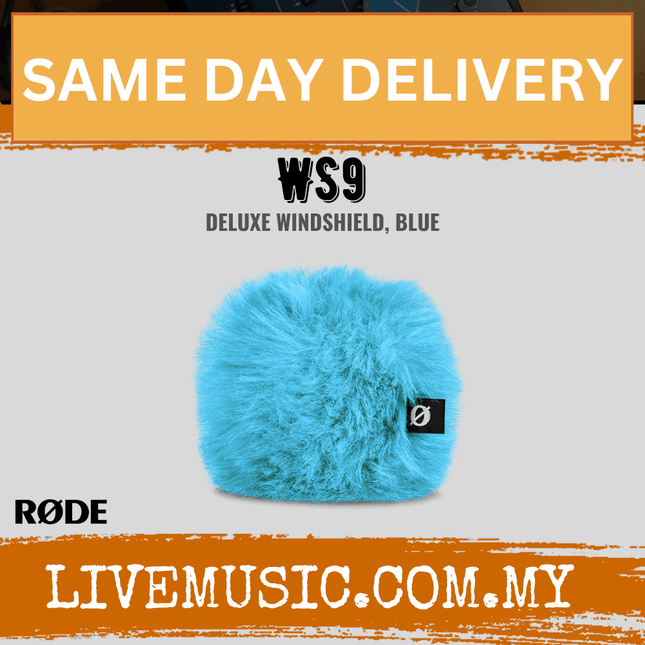 Blue Deluxe Windshield windscreen cover for microphone, round fuzzy foam
