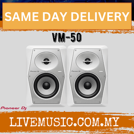 Pioneer DJ VM-50 2-Way Active Studio Monitor With Monitor Stand And able - Pair - White ( VM50 / VM 50 )