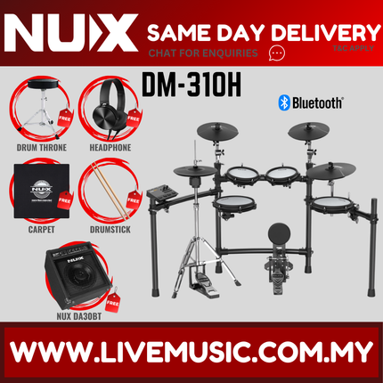 Nux DM-310H Full Set Digital Electronic Drum with Bluetooth and Dual Mesh Head ( DM310 DM 310 DM310H )