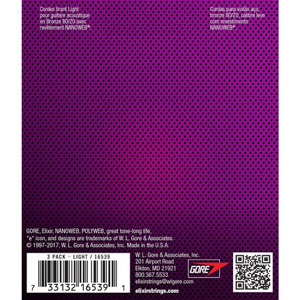 Elixir 16539 Nanoweb Coated 80/20 Bronze Acoustic Guitar String - 3 Pack (12-53)