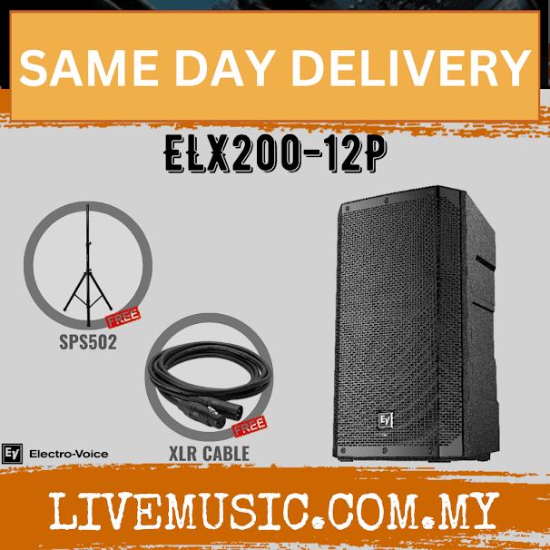 EV Electro-Voice ELX200-12P 1200W 12" Powered Speaker With Speaker Stand And Cable - Each (ELX20012P ELX200 12P)