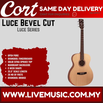 Cort LUCE Bevel Cut - Acoustic Guitar with Gig Bag - Open Pore