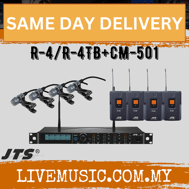 JTS R-4/R-4TB+CM-501*4  UHF 4 channel diversity system (4x Plastic Body-pack transmitter + lavalier microphone)