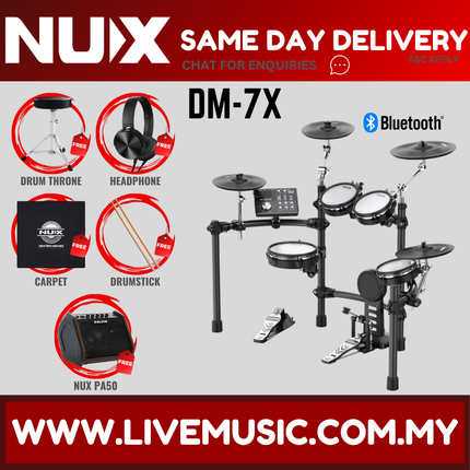 NUX DM-7X 5 Piece Full Mesh Digital Electronic Drum Set Head By Remo (DM7X/DM7/DM 7X)