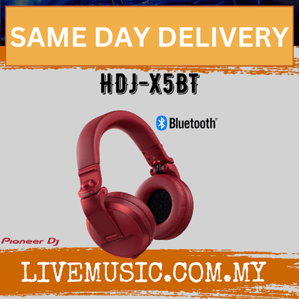 Pioneer DJ HDJ-X5BT Professional Bluetooth DJ Headphones-Red ( HDJ X5BT / HDJX5BT )