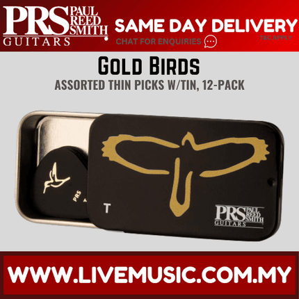 PRS Gold Birds Assorted Thin Guitar Picks w/Tin - 12-Pack