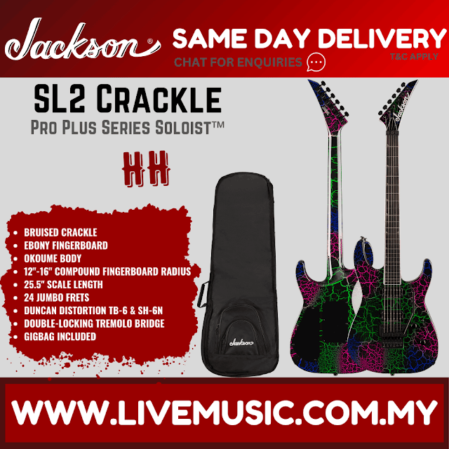 Jackson Pro Plus Series Soloist SL2 Electric Guitar, Ebony FB, Bruised Crackle