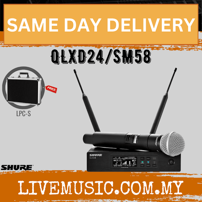 Shure QLXD24/SM58 Digital Wireless Handheld Microphone System, QLXD4 Receiver & QLXD2/SM58 Handheld Transmitter ( QLXD24-SM58 / QLXD24SM58 )