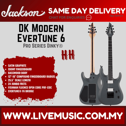 Jackson Pro Series Dinky DK Modern ET 6 Electric Guitar, Ebony FB, Satin Graphite