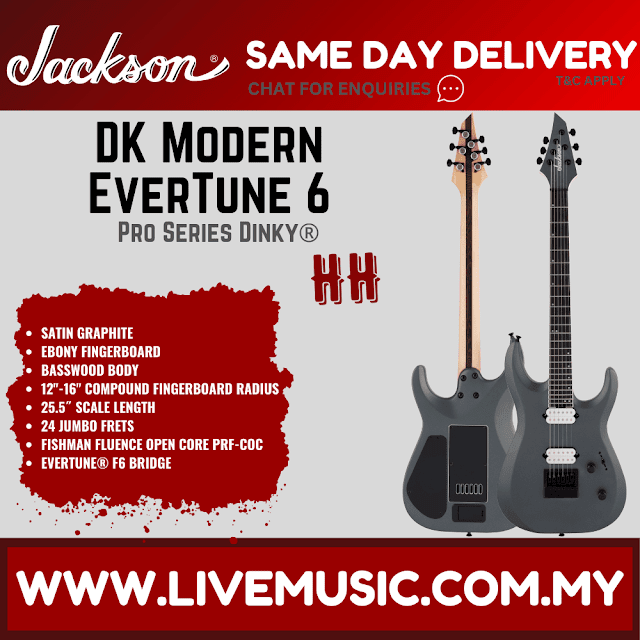 Jackson Pro Series Dinky DK Modern ET 6 Electric Guitar, Ebony FB, Satin Graphite