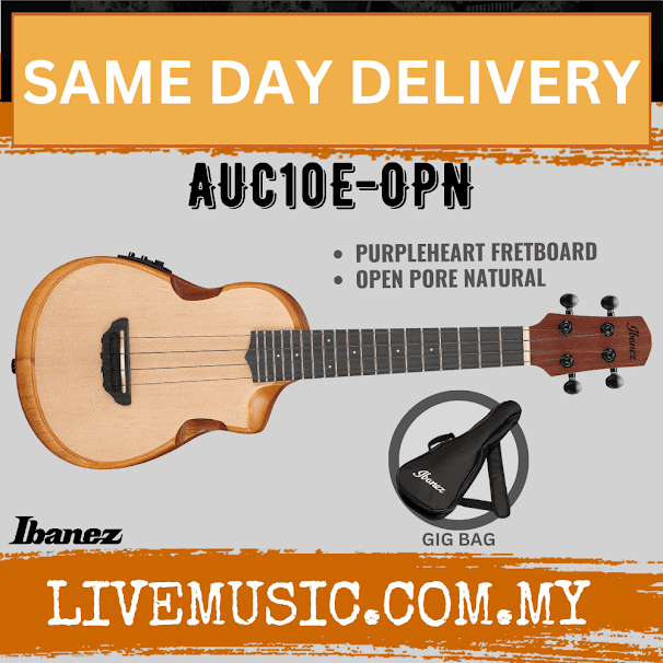 Ibanez AUC10E-OPN Cutaway Acoustic Electric Ukulele - Open Pore Natural AUC10EOPN/AUC10E OPN)