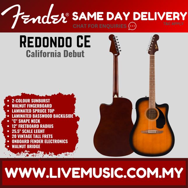 Redondo CE acoustic guitar, 2-colour sunburst finish