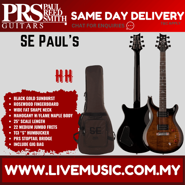 PRS SE Paul's Guitar Electric Guitar w/Bag, Black Gold Sunburst