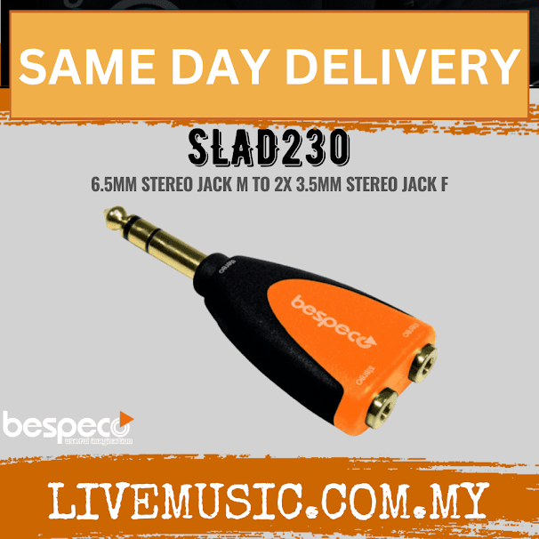 Bespeco SLAD230 Silos Two Stereo Female 3.5mm to 1/4" Male Adapter ( SLAD-230 / SLAD 230 )