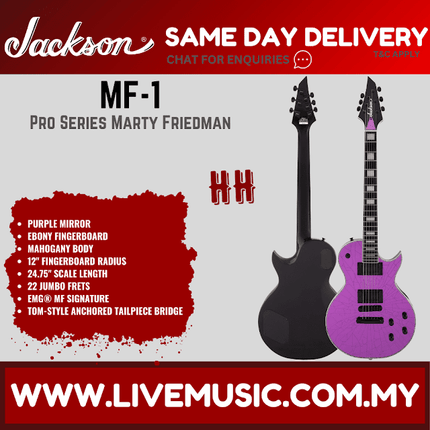 Jackson Pro Series Signature Marty Friedman MF-1 Electric Guitar, Ebony FB, Purple Mirror