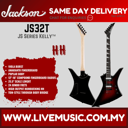 Jackson JS Series Kelly JS32T Electric Guitar, Amaranth FB, Viola Burst