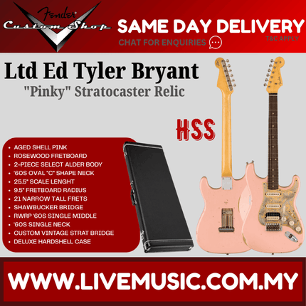 Fender Custom Shop Limited Edition Tyler Bryant "Pinky" Stratocaster Relic, RW FB, Aged Shell Pink
