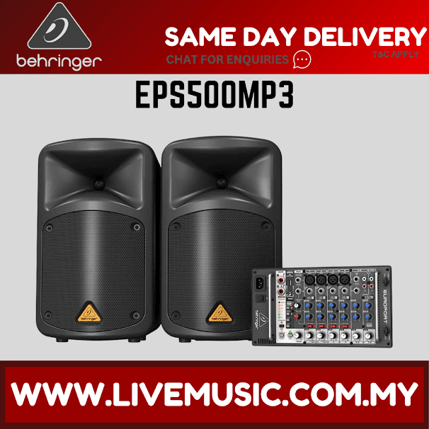 Behringer Europort EPS500MP3 500W 8-Channel Portable PA System with Speaker Stands‎ ( EPS-500MP3 / EPS 500MP3 )