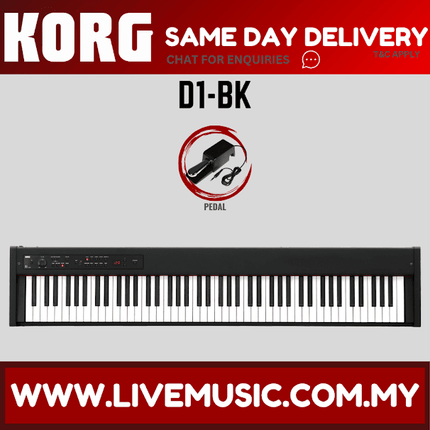 Korg D1 88-Keys Digital Piano With Note Stand and Adapter-Black (D-1)