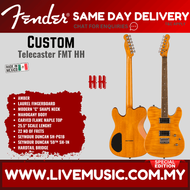 Fender Special Edition Custom Telecaster FMT HH Electric Guitar - Amber