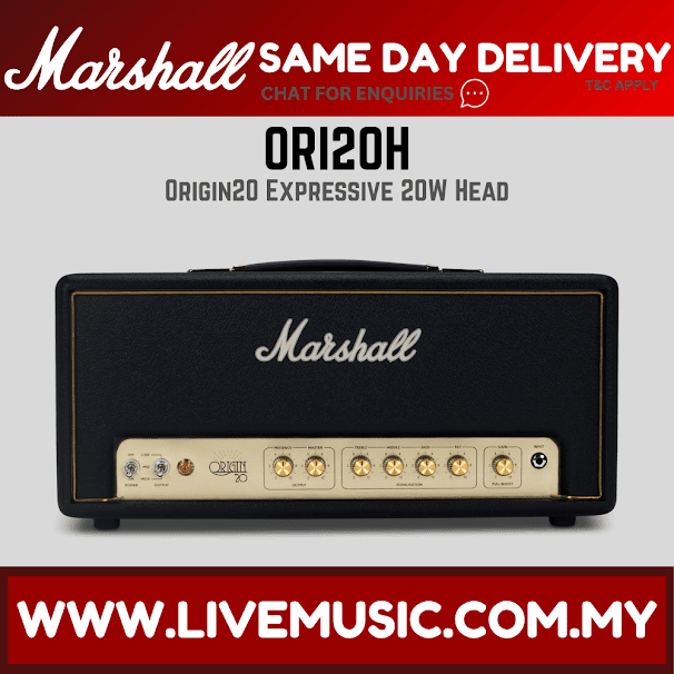 Marshall Origin ORI20H-E - 20 watt Tube Guitar Amplifier Head (ORI20H/ORI20HE)