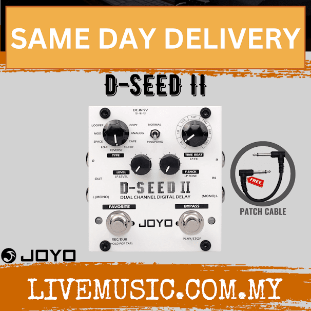 Joyo D-SEED II Dual Channel Stereo Delay Guitar Effect 8 Tap Tempo Modes ( D SEED / DSEED )