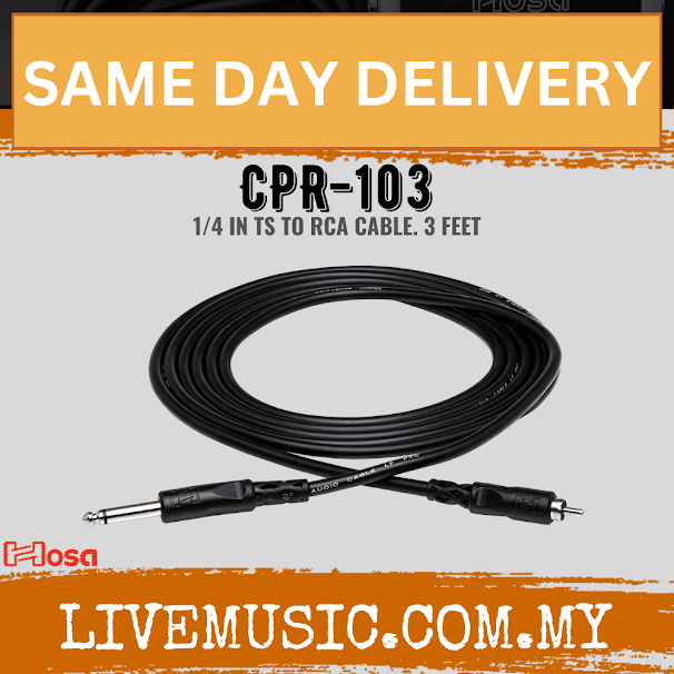 Hosa CPR-103 Cable 1/4 inch TS-RCA, 3ft (CPR103/CPR 103)