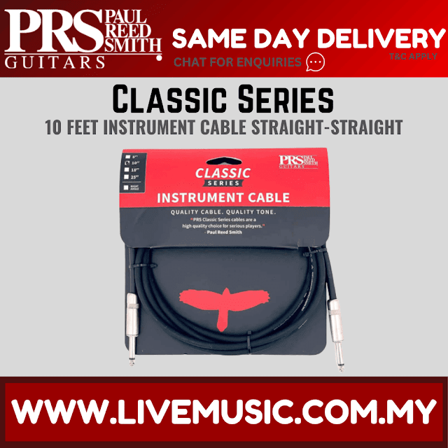 PRS Classic Instrument Cable, Straight/Straight - 10ft