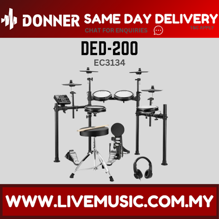 Donner DED-200 Electric Drum Set Electronic Drum Kit with Headphone, Drum Throne And Drumstick ( DED 200 / DED200 )