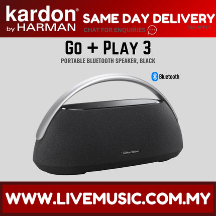 Harman Kardon Go+ Play 3 Portable Bluetooth Speaker - Black ( GO+PLAY3 GOPLUSPLAY3 GO PLUS PLAY 3 )