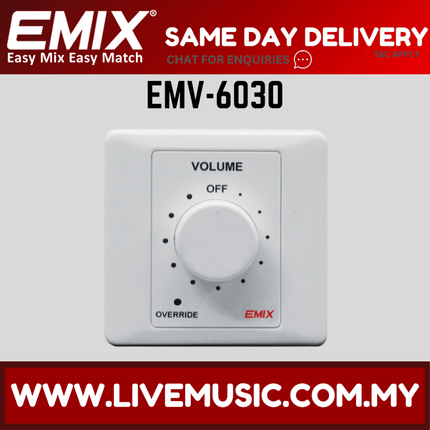 Emix EMV-6030 30W Volume Control c/w 24V Overriding Relay ( EMV 6030 / EMV6030 )