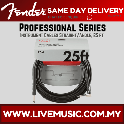 Fender Professional Series Angled Instrument Cable, 25ft - Black