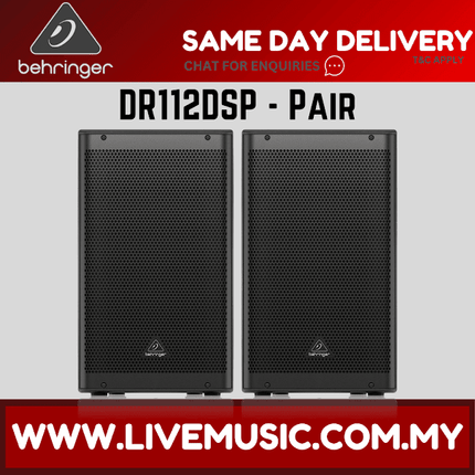 Behringer DR112DSP 1200W 12" Powered Speaker with Bluetooth w/Wireless Mic,Speaker Stand & Cable - (DR-112DSP DR 112DSP)