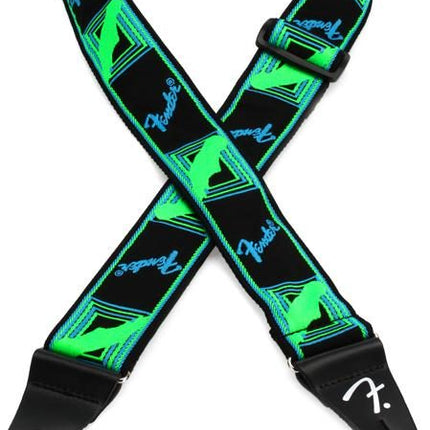 Fender Neon Monogram Guitar Strap,  Green/Blue  ( Neon-Monogram / NeonMonogram )