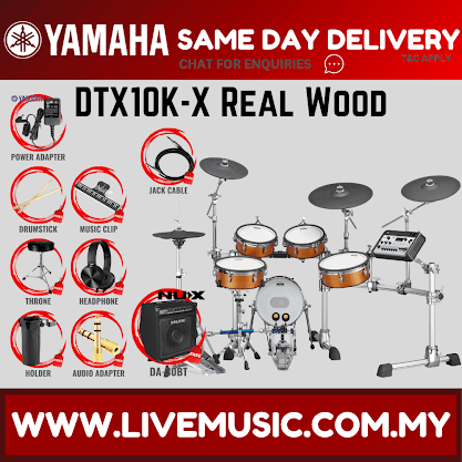 Yamaha DTX10KX-RW Electronic Drum Set With Amplifier And Drum Throne - Real Wood ( DTX10 / DTX10K / DTX10KX )