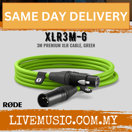RODE XLR3M XLR Male to XLR Female Cable, Green - 3Meter