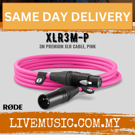 RODE XLR3M XLR Male to XLR Female Cable, Pink - 3Meter