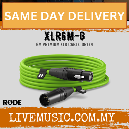 RODE XLR6M XLR Male to XLR Female Cable, Green - 6Meter
