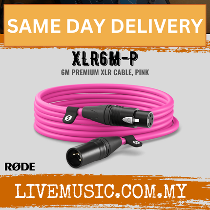 RODE XLR6M XLR Male to XLR Female Cable, Pink - 6Meter