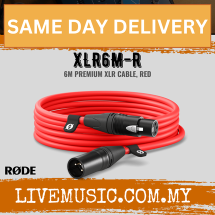 RODE XLR6M XLR Male to XLR Female Cable, Red - 6Meter