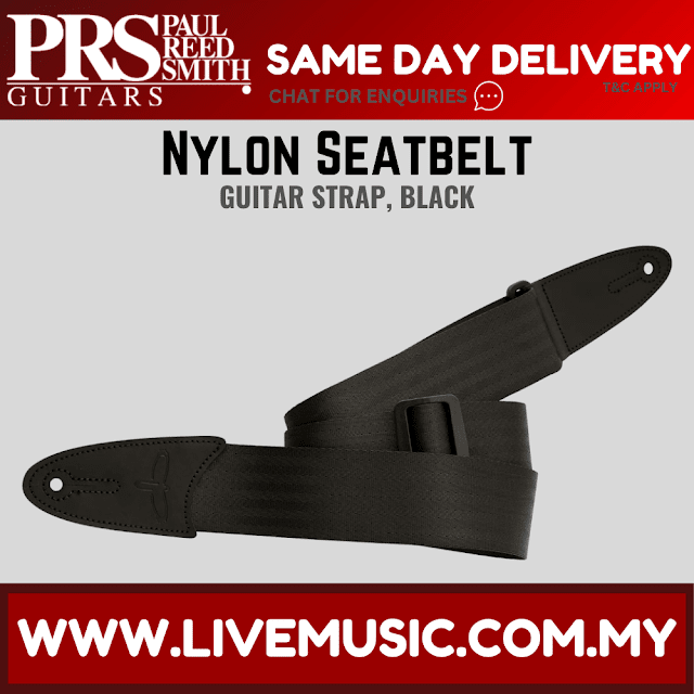 PRS Nylon Seatbelt Guitar Strap, Black